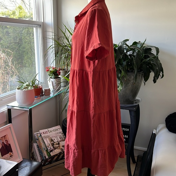 🚨SOLD🚨Beautiful Ladies Tiered Short-Sleeve Button-Front Dress Size XXL NWT - Picture 5 of 9